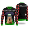Capybara Alien Christmas Sweater Black