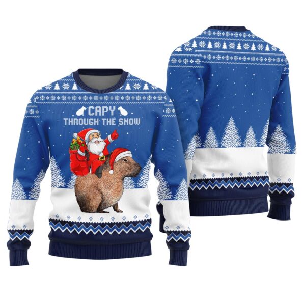 Capybara Capy Through The Snow Ugly Christmas Sweater Royal