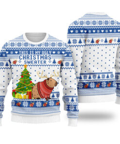 Capybara Christmas Tree Ugly Christmas Sweater Royal