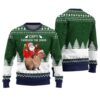 Capybara Santa Through The Snow Ugly Sweater Forest Green