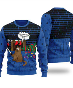 Cat Makes Selfie Funny Ugly Christmas Sweater Royal