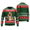 Cat Ugly Christmas Sweater Forest Green