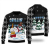 Chillin Snowman Funny Ugly Christmas Sweater Black