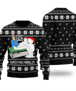 Christmas Miracles Funny Ugly Christmas Sweater Black