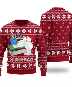 Christmas Miracles Funny Ugly Christmas Sweater Cardinal Red