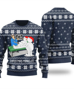 Christmas Miracles Funny Ugly Christmas Sweater Navy