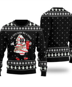 Christmas Tree Snack Cake Ugly Sweater Black