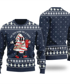 Christmas Tree Snack Christmas Sweater Navy