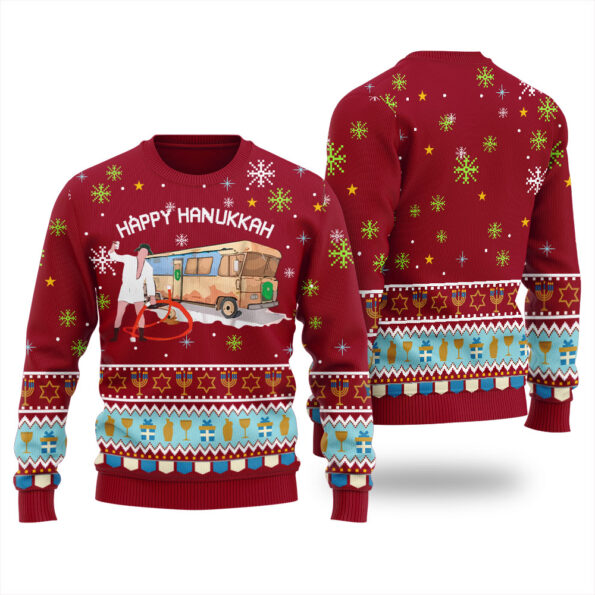 Christmas Vacation Hanukkah Ugly Sweater Cardinal Red