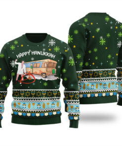 Christmas Vacation Hanukkah Ugly Sweater Forest Green