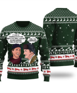 Clark And Eddie Christmas Vacation Ugly Sweater Forest Green