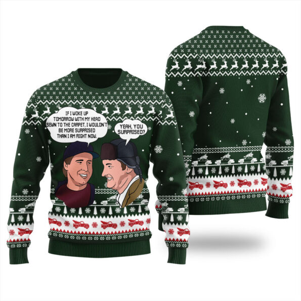 Clark And Eddie Christmas Vacation Ugly Sweater Forest Green