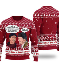 Clark Griswold Cousin Eddie Ugly Sweater Cardinal Red