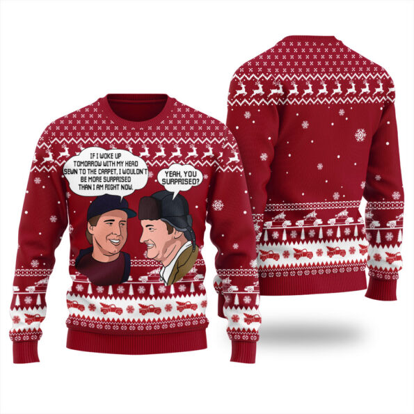 Clark Griswold Cousin Eddie Ugly Sweater Cardinal Red