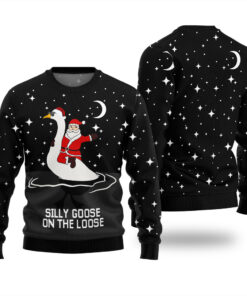 Cool Goose On The Loose Ugly Christmas Sweater Black
