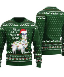 Cool Llama Ugly Sweater Forest Green