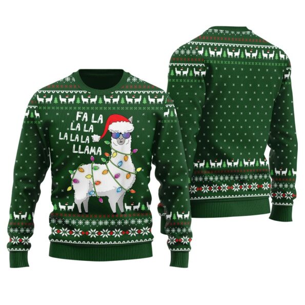 Cool Llama Ugly Sweater Forest Green