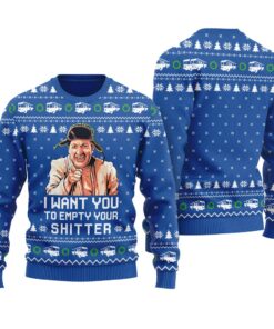 Cousin Eddie Empty Your Shitter Ugly Christmas Sweater Royal