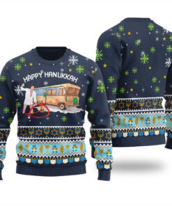 Cousin Eddie Happy Hanukkah Shitters Full Ugly Sweater Navy