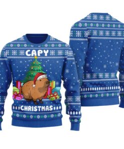 Cute Capybara Ugly Sweater Royal