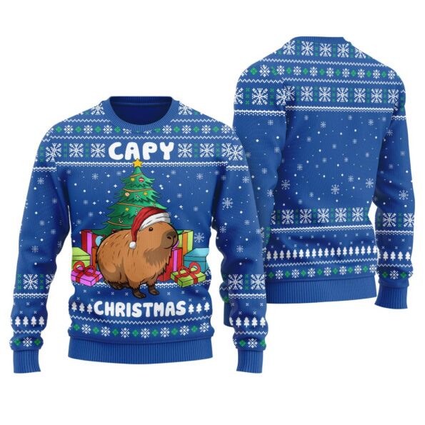 Cute Capybara Ugly Sweater Royal