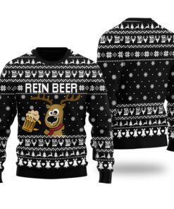 Cute Rein Beer Ugly Christmas Sweater Black