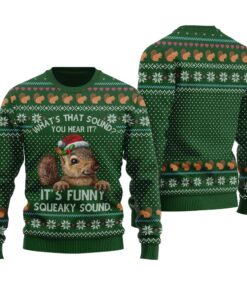 Cute Squirrel Christmas Sweater Forest Green