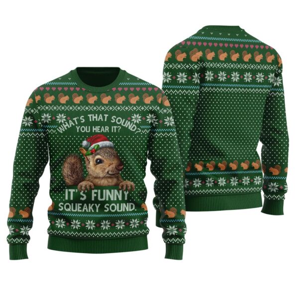 Cute Squirrel Christmas Sweater Forest Green