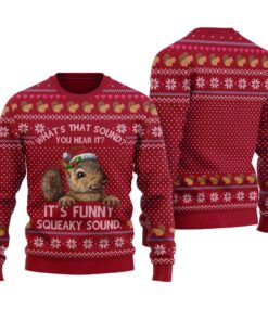 Cute Squirrel Ugly Xmas Jumper Cardinal Red