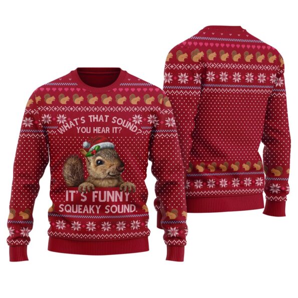 Cute Squirrel Ugly Xmas Jumper Cardinal Red