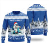 Cute Yeti Riding Motorbike Ugly Christmas Sweater Royal