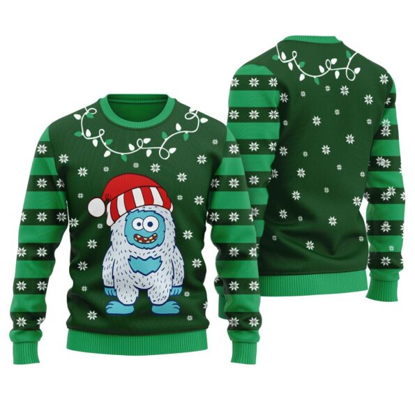 Cute Yeti Ugly Christmas Sweater Forest Green