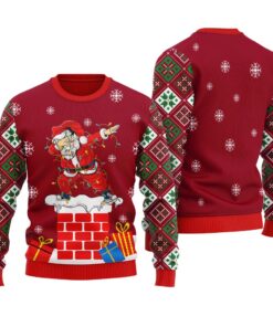 Dabbing Santa Christmas Sweater Cardinal Red