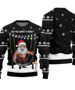 Do You Want A Ride Naughty Ugly Christmas Sweater Black