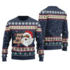 Don’t Stop Believin African American Santa Claus Christmas Sweater Navy