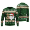 Dont Stop Believin Black Santa Claus Ugly Sweater Forest Green