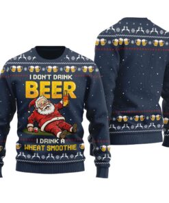 Drinking A Wheat Smoothie Ugly Christmas Sweater Navy