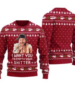 Empty Your Shitter Christmas Vacation Ugly Sweater Cardinal Red