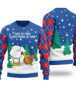 Everything Is Fine Capybara Ugly Christmas Sweater Royal
