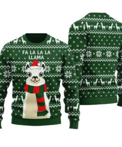 FA LA LA LA Ugly Sweater Forest Green