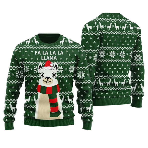 FA LA LA LA Ugly Sweater Forest Green