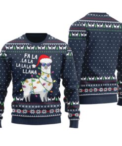 Fa La La Larma Ugly Christmas Sweater Navy