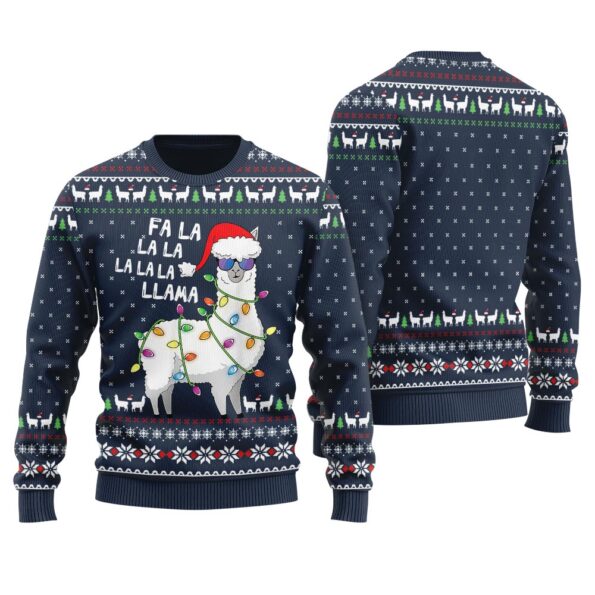 Fa La La Larma Ugly Christmas Sweater Navy