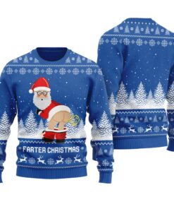 Farter Christmas Funny Santa Ugly Christmas Sweater Royal