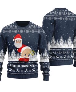 Farter Christmas Funny Ugly Christmas Sweater Navy