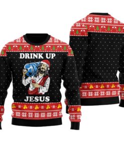 Festive Jesus Party Savior Ugly Sweater Black