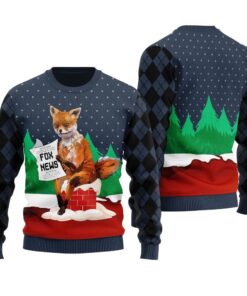 Fox Reading News Christmas Sweater Navy