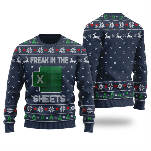 Freak In The Sheets Ugly Christmas Sweater Navy