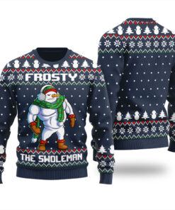 Frosty Swoleman Ugly Christmas Sweater Navy