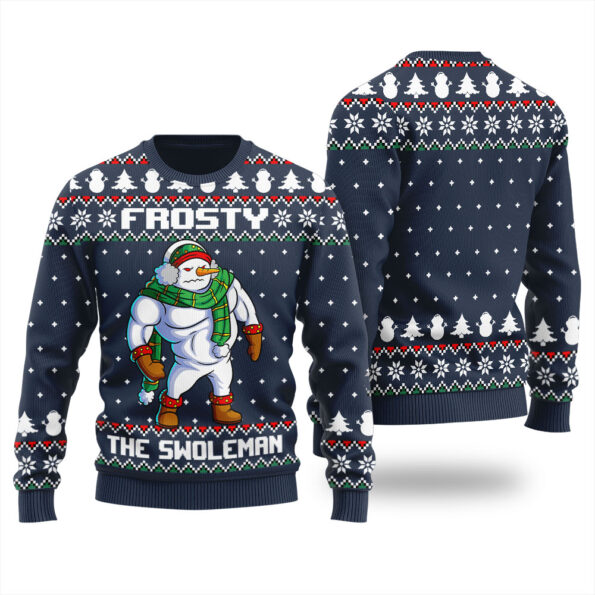 Frosty Swoleman Ugly Christmas Sweater Navy